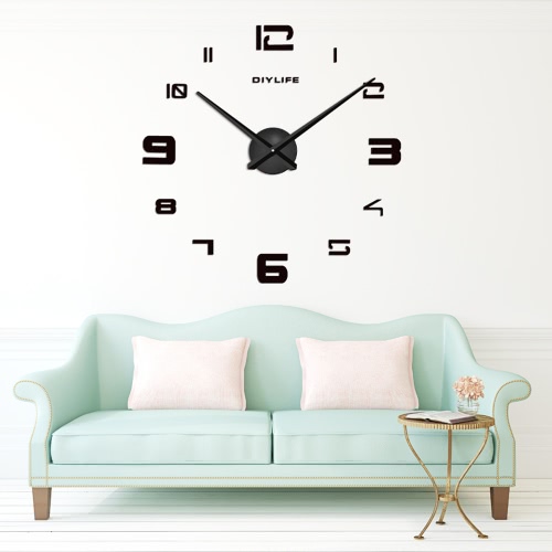 Moderno pared DIY 3D reloj cuarzo relojes gran Horloge reloj vidrio acrílico efecto de espejo para salón Casa Decor Decoración