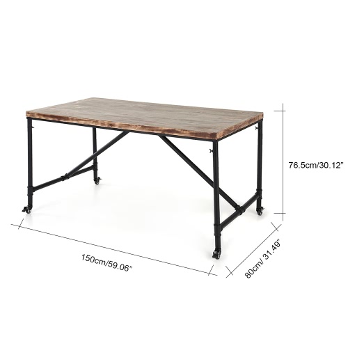 

iKayaa Antique Wood Natural Pine Top Кухня Питание Завтрак Таблица Промышленные Стиль металла зал Стол для собраний Студия Рабочий стол 59 * 31,4 * 30,1 "(L * W * H)