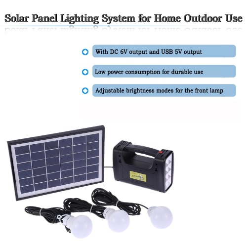 

5W Solar Panel Lighting System LED Light Lamp Battery Charger Kit Home Camping Outdoor Use USB DC Output