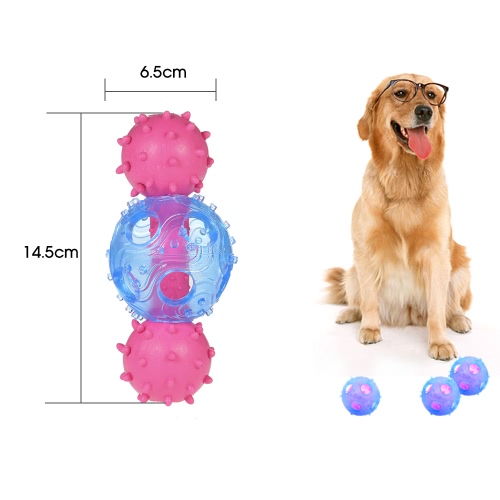 Cute Color Small Interactive Iq Pet Dog Treat Barbell Ball Toy With Bell Dog Teeth Cleaning Chew Toy Toxic Free Safe Dog Entertained Toy Food Dispensing Pet Toy Food Snack Ball For Dog