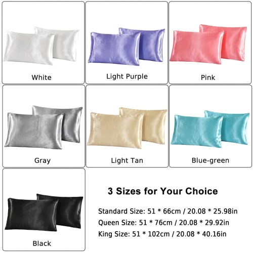 

2pcs/set Soft Silk-like Pillow Cases Well-made Envelope Type Pillow Slipcover Silky Smooth Pillowcase Solid Color Pillow Slip--Standard Size 20"*26" Blue-green