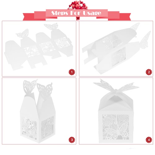 

50pcs/set Mini Laser Cut Hollow Wedding Favor Box Candy Boxes White Pearl Paper Gift Box for Party Banquet