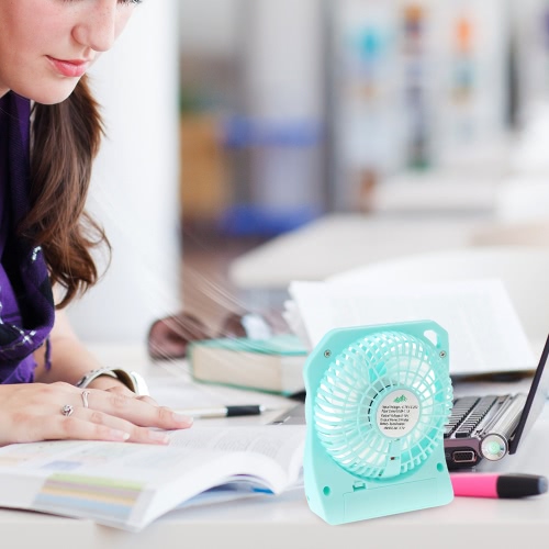 

Brushless Mini Fan USB Rechargeable Handy 3 Controllable Speed and LED Light Desk Fan