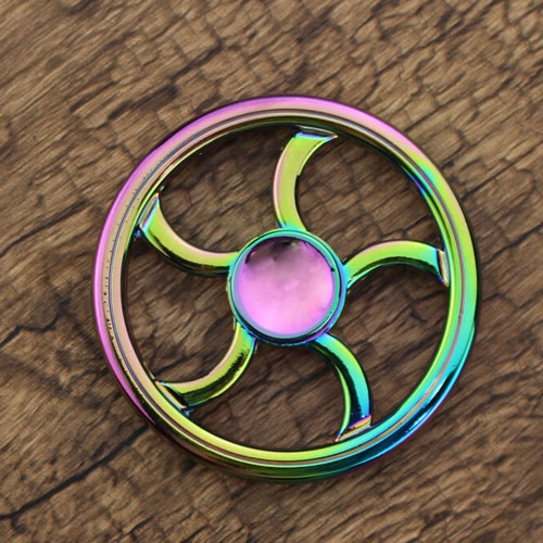 

Steering Wheel Shaped New Style Hand Finger Rainbow Color Colorful Round Metal Spinner