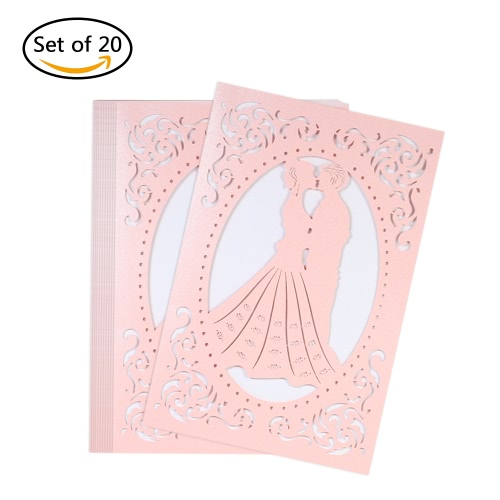 

20pcs Invitation Holders + 20pcs Inner Sheets Wedding Invitation Card Set Pearl Paper Laser Cut Bridal Bridegroom Pattern Invitati