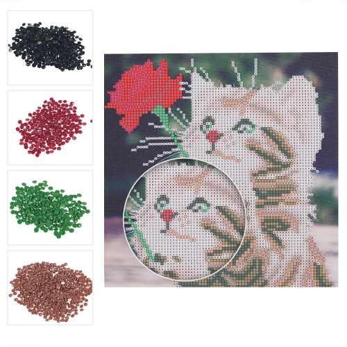 

12 * 12 дюймов / 30 * 30 см DIY 5D Набор для рисования бриллиантов Cat Pattern Смола Rhinestone Mosaic Вышивка Крест Stitch Craft