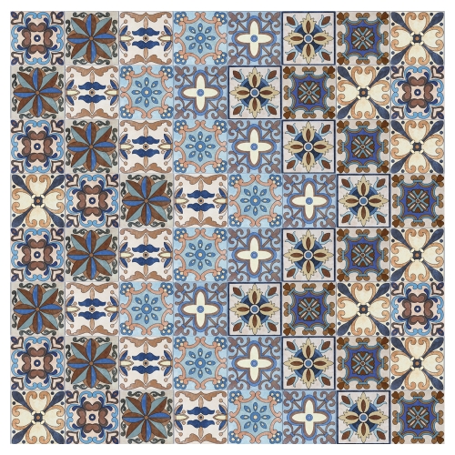 

196 * 8 дюймов ПВХ Водонепроницаемый Самоклеящийся 3D Vintage Colorful Tile Wallpaper Roll Wall Floor Contact Бумажные наклейки Покрытие Decal Home Decor
