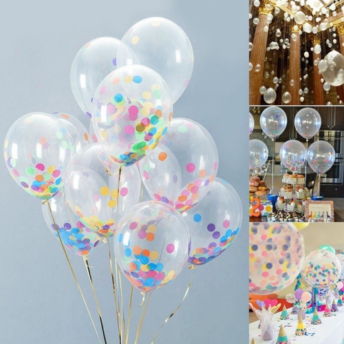 

12 "Конфетти воздушный шар прозрачные латексные шары со звездой Multicolor Confettis Crepe Бумага для свадебной вечеринки День рождения Хэллоуин декорации с красочными крепированными документами
