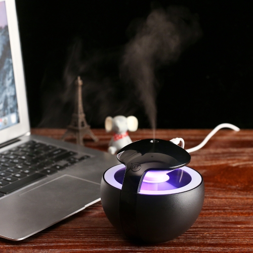 

450ml Mini USB Ultrasonic Mist Air Humidifier Diffuser Mist Maker with Timing Function Colorful Night Light for Home Car Office--B