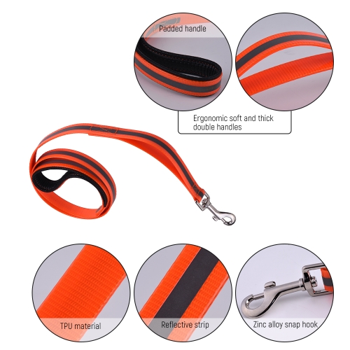 

SSL002TF TPU Reflective Dog Leash Durable Waterproof Safe Pet Leash Strap with Premium Strength Double Handles for Medium Large Dog