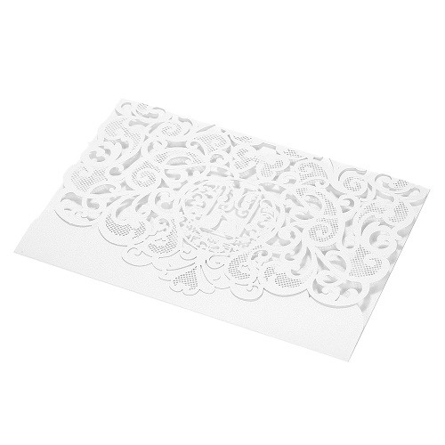 

Wedding Invitation Card Cover Pearl Paper Laser Cut Birds Pattern Invitation Cards Wedding Anniversary Supplies--White
