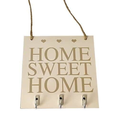 Dekorative Wand Home Sweet rustikale weiße Holz hängende Plaque Zeichen mit Haken Key Hanger Geschenk