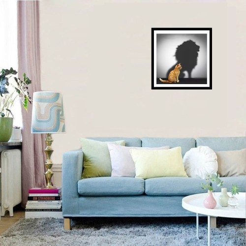 

5D DIY Diamond Painting Kit Embroidery Cross Stitch Rhinestone Decoration Canvas Wall Home Office Decor Drawing Gift Style 1 Cat Enlarged Lion Shadow