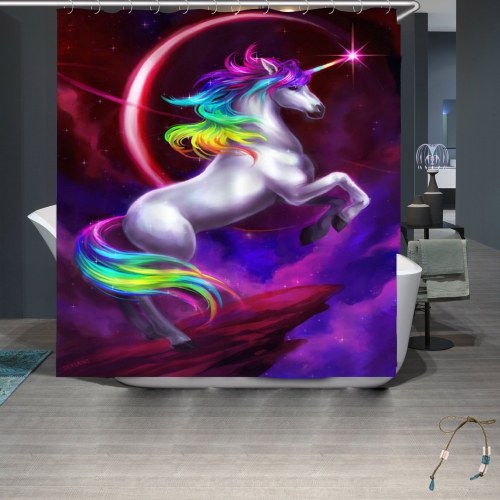 

Simulation 3D Colourful Animals Waterproof Shower Curtain Drapes of Bathroom Toilet with Hooks