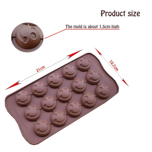 1Pcs 15-Mold Silicone Chocolate Jelly Candy Mold Ice Cube DIY Cake Cookie Biscuit Mould Kitchen Baking Tool Brown Style 1 Smile