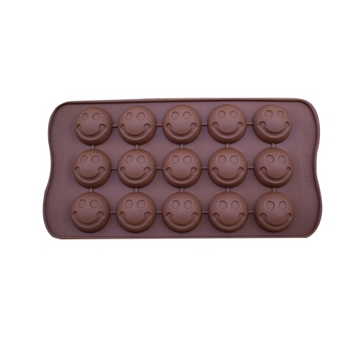 1 Pcs 15-Molde De Silicone De Chocolate Geléia Doce Mold Ice Cube DIY Bolo Biscoito Molde Biscoito De Cozimento De Cozinha Ferramenta Estilo Marrom 1 Sorriso