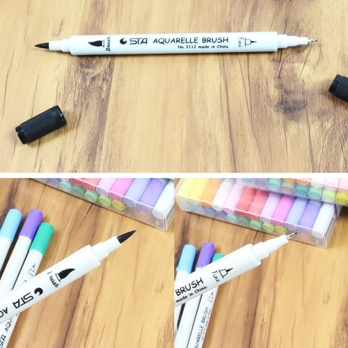 

1Pcs Watersoluble Double Headed Mark Pen Мягкая головка Красочный ручной рисунок Pen Pen