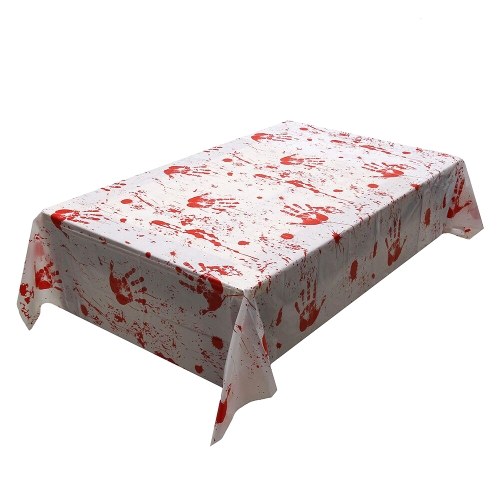Horror Blood Table Cloth Bloody Handprint Printed Pattern Tablecloth
