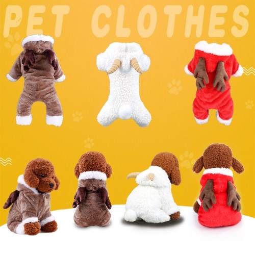 

Soft Warm Dog Pet Clothes Apparel Hoodie Coral Fleece Small Dogs Puppy Coat Four Legs Design Lovely Sheep Cosplay Costumes