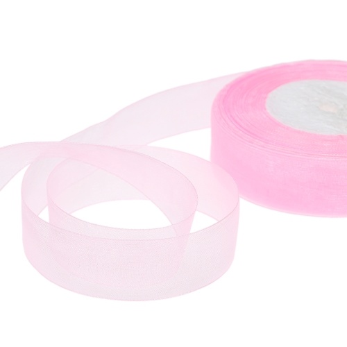 

25мм 50 ярдов / рулон Silk Organza Transparent Ribbon DIY Making Christmas Ribbons