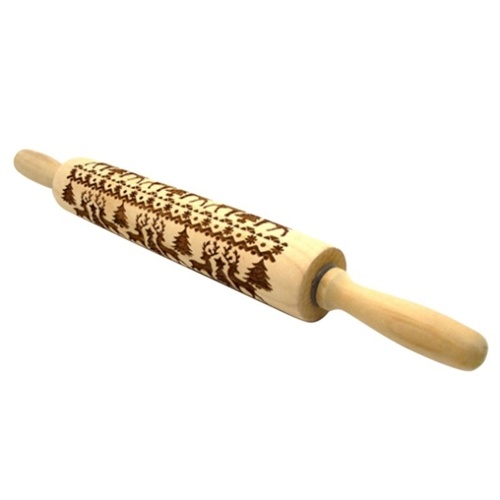 

Embossed Christmas Wooden Rolling Pin —43cm