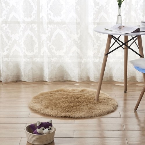 

Soft Plush Round Fluffy Rugs Artificial Wool Floor Mat Carpet
