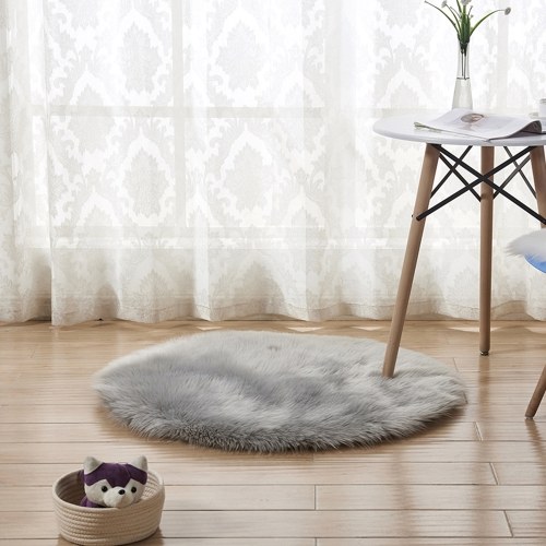 

Soft Plush Round Fluffy Rugs Artificial Wool Floor Mat Carpet