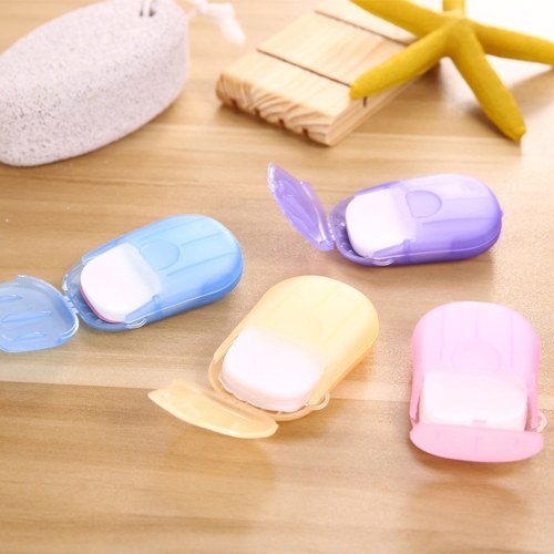 

Travel Disposable Soap Flakes with Storage Box Container 20Pcs Soap Papers Scented Foaming Mini Paper