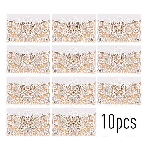 10pcs Pearl Paper Floral Invitation Cards