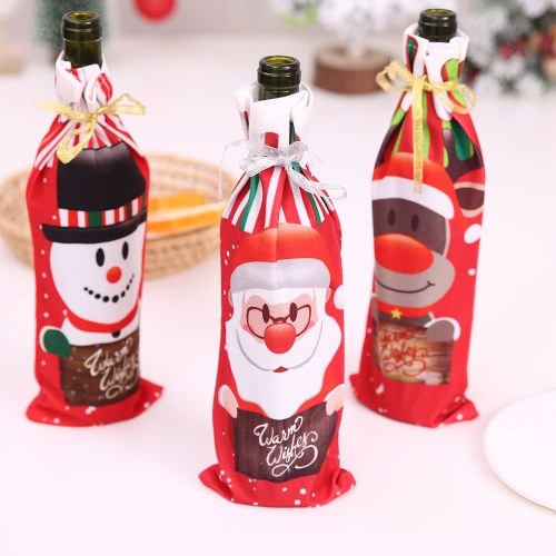 

Christmas Style Wine Bottle Bag with Santa Claus/Snowman/Elk Printed Pattern Champagne Bottle Wine Bottle Cover Christmas Decorations Supplies