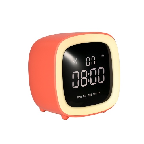 

TV Night Light Alarm Clock with 4 Groups Alarm Clock & Snooze Function Adjustable Brightness Time/ Date Display Rechargeable Cute Night Lights for Baby Children Room