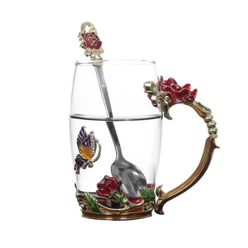 

Red Rose Enamel Craft Water Cup 350ML