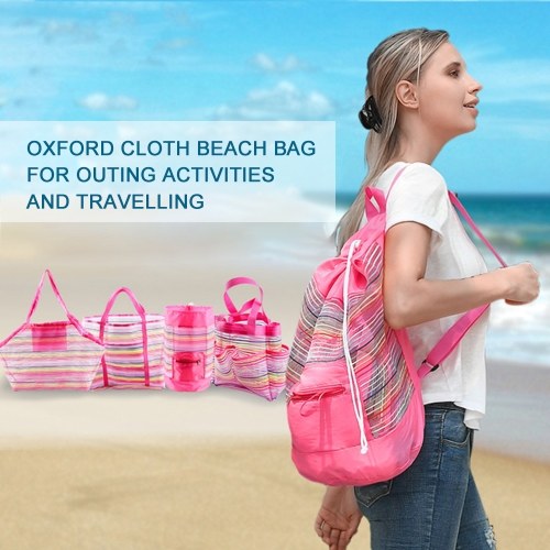 

Mesh Beach Bag Extra Large Beach Bags and Tote Backpack Toys Towels Sand Oxford Cloth Bag, Quick Dry Waterproof Shower Tote Bag, for Holding Beach Toys Market Grocery Picnic Tote