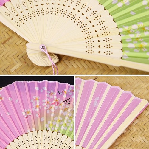 

Elegant Modern Woman Handmade Bamboo Silk 8.27'' (21cm) Folding Pocket Purse Hand Fan, Collapsible Transparent Holding Painted Fan