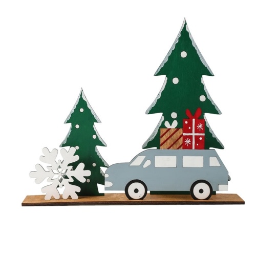 Adorno en forma de coche de árbol de escritorio de decoración de mesa de Navidad