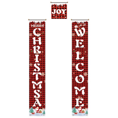 Banner di buon Natale Banner di grandi dimensioni Porta d'ingresso Buon Natale Portico Banner rosso da appendere