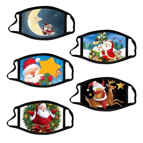 

5PCS Christmas Mask for Kids Christmas Printed Face Masks