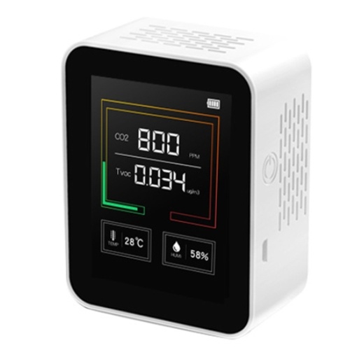 

CO2 TVOC Temperature Humidity Air Quality Detector With battery