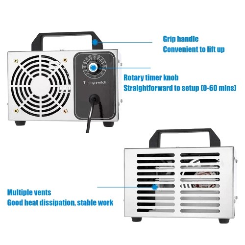 Ozone Generator 28g/h Ozone Machine O3 Air Purifier Air Deodorizer for Home Kitchen Office Car 