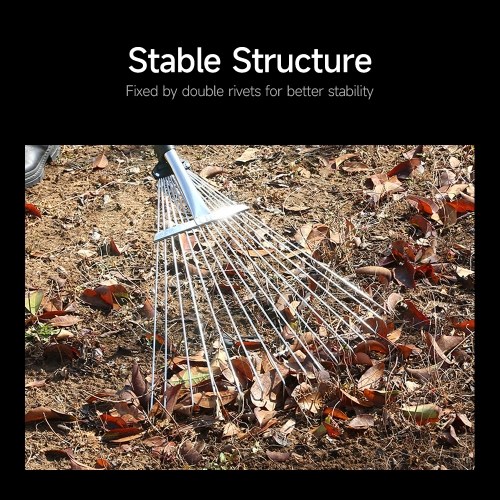 

Retractable Stainless Steel Rake 15 Tines Fan-head Garden Leaves Rake Shrub Rake Garden Rake Tool for Flower Beds Lawns Yards