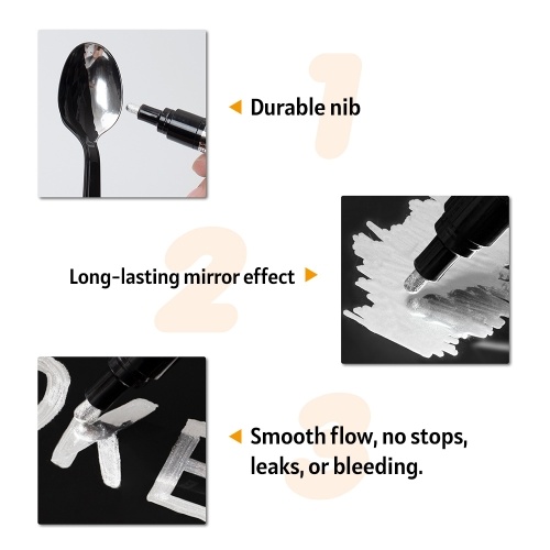 

Art Liquid Silver Mirror Chrome Marker Smooth DIY Reflective Paint Pen for DIY Models Graffiti Bottles 0.7mm
