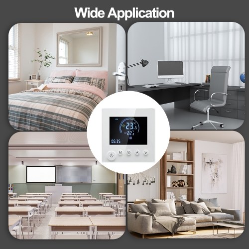 Tuya Smart WiFi Wall Thermostat Programmable Remote Control NTC Sensor LCD Display Touch Button Electric Heating Warm Floor Underfloor Digital Thermoregulator Temperature Controller for Home Room 