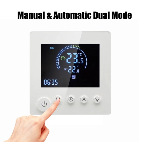 Tuya Smart WiFi Wall Thermostat Programmable Remote Control NTC Sensor LCD Display Touch Button Electric Heating Warm Floor Underfloor Digital Thermoregulator Temperature Controller for Home Room 