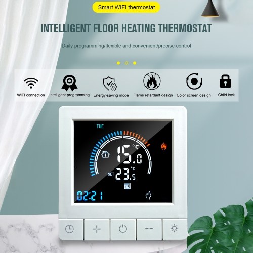 Programmable Digital Thermostat WiFi LCD Display NTC Sensor Water Heating Warm Floor Underfloor Temperature Controller Intelligent Wall Thermostat 