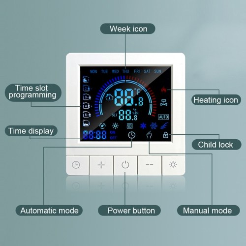 Programmable Digital Thermostat WiFi LCD Display NTC Sensor Water Heating Warm Floor Underfloor Temperature Controller Intelligent Wall Thermostat 