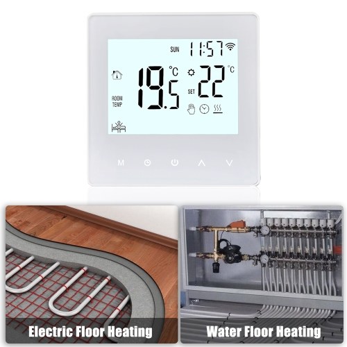 Smart Tuya WiFi Thermostat 3A Digital Programmable LCD Display Underfloor Heating Temperature Controller Digital Intelligent Wall Thermostat for Water Heating 