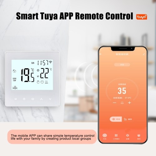 Smart Tuya WiFi Thermostat 3A Digital Programmable LCD Display Underfloor Heating Temperature Controller Digital Intelligent Wall Thermostat for Water Heating 
