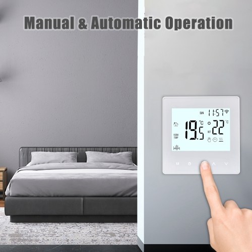 Smart Tuya WiFi Thermostat 3A Digital Programmable LCD Display Underfloor Heating Temperature Controller Digital Intelligent Wall Thermostat for Water Heating 