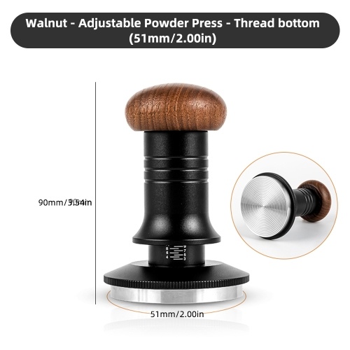 

51mm Coffee Tamper 30lbs Calibrated Spring Loaded Tamper Adjustable Depth Espresso Tamper with 304 Stainless Steel Base Ergonomic Walnut Wood Handle