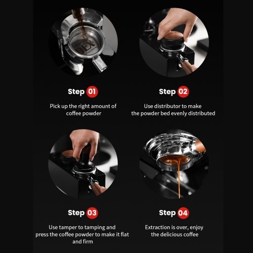 

MHW-3BOMBER Flat Base Coffee Tamper 30Lbs Constant Pressure Calibrated Spring Loaded Tamper with Sound Feedback Self Adjustable Depth Auto Reset Espresso Tamper with 304 Stainless Steel Base Ergonomic Walnut Wood Handle
